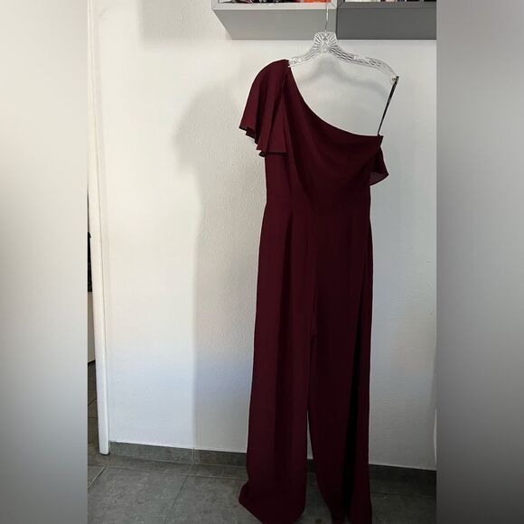 BB Dakota women one shoulder jumpsuit bordeaux New without tag Nordstrom - Picture 4 of 11